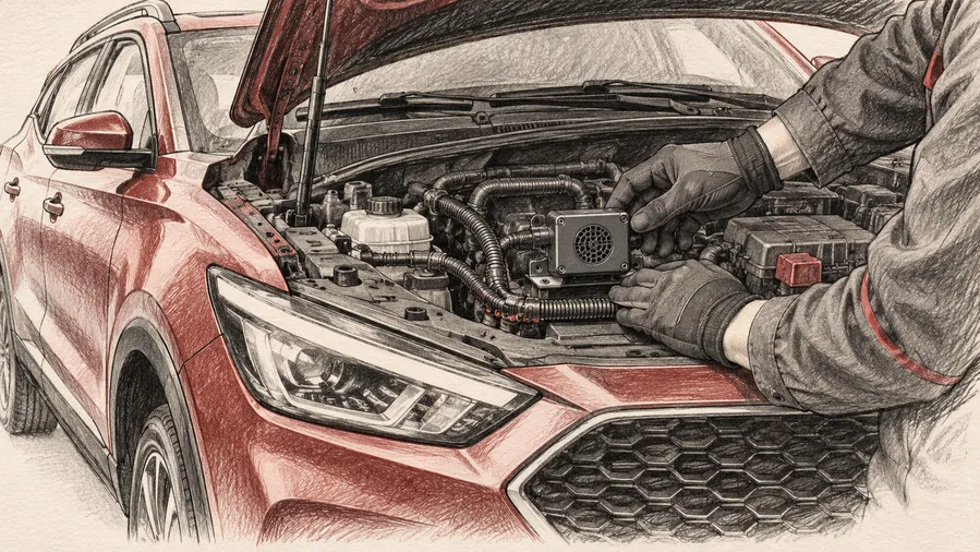 Marderabwehr im Motorraum eines SUV