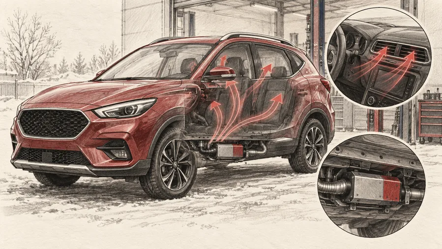 Schematische Darstellung einer Standheizung im SUV
